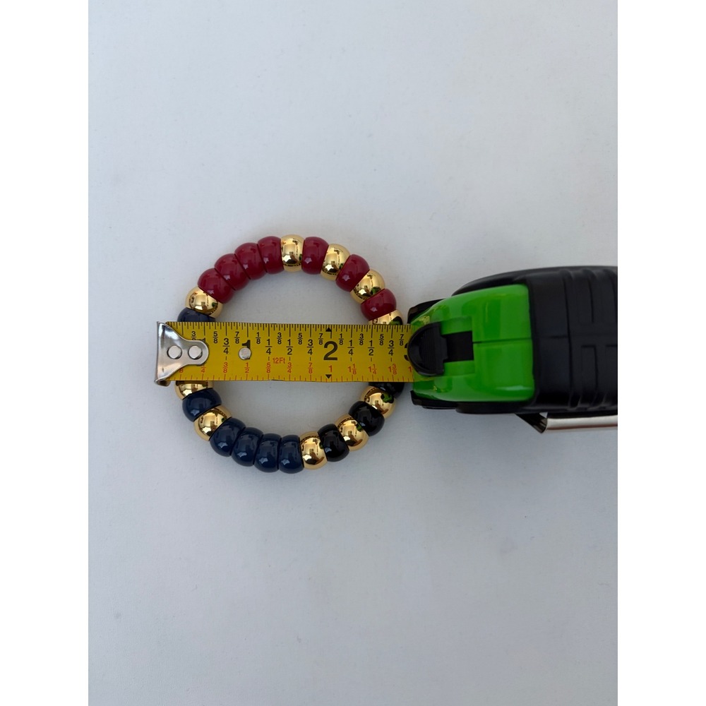 Tuckernuck Claret Beaded Bradley Bracelet Nautical Gold Tone Stretch - Picture 5 of 5